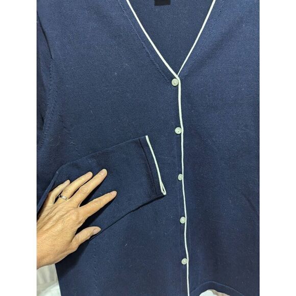Pendleton Women's Navy Blue Button-Front White Piping & Buttons Cardigan Extra L - Picture 3 of 7